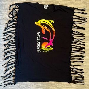 Exist Vintage Fringe neon dolphin 🐬 pool/beach cover up